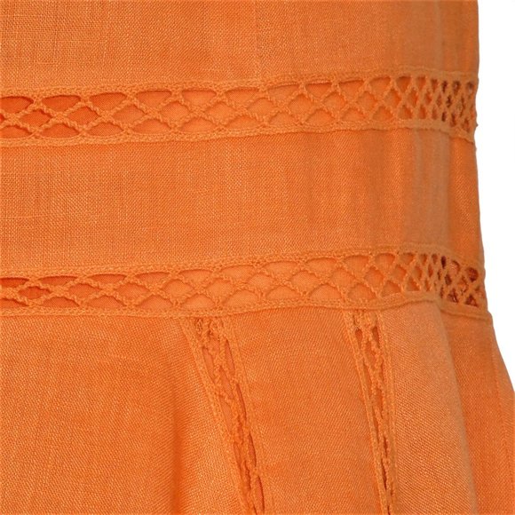 LAUREN Ralph Lauren Fit and Flare Orange Linen Skirt Size 4 - Picture 5 of 9
